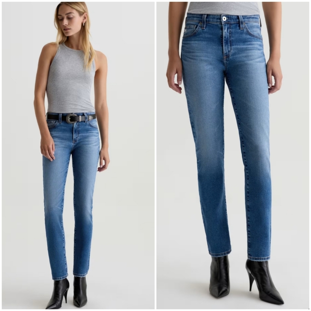 AG Adriano Goldschmied Mari Crop Slim Straight Stretch Jeans Light Wash 27